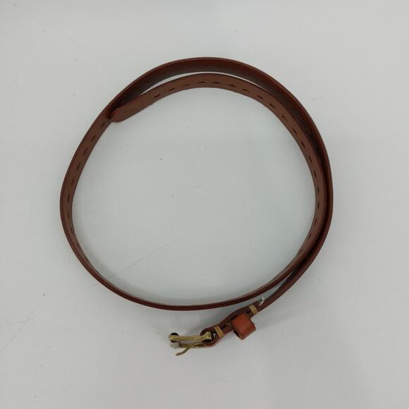 Skinny Brown Leather Women's Belt Preppy Minimalist Small - Picture 3 of 11